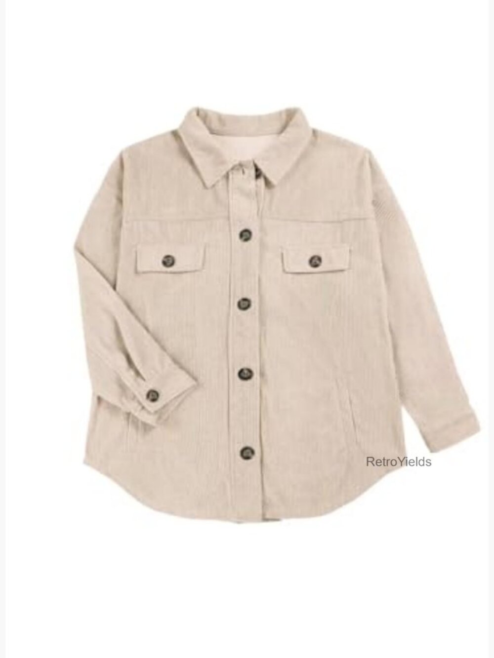 Womens Corduroy Shacket Button Down Long Sleeve Oversized Jacket Coat Casual - Picture 4 of 7